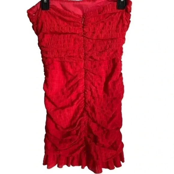 Lovers + Friends Amy Cherry Red Ruched Mini Dress Size S - Picture 3 of 9